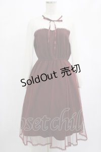axes femme POETIQUE / チュールデザインワンピース M ボルドー H-25-03-03-019-AX-OP-NS-ZH