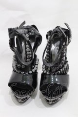 hades / 弾丸ストラップシューズ US6（約24cm） ブラック×シルバー H-25-03-04-050-ＨＡ-SH-KB-ZH