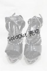 hades / 弾丸ストラップシューズ US6（約24cm） ブラック×シルバー H-25-03-04-050-ＨＡ-SH-KB-ZH