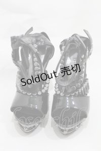 hades / 弾丸ストラップシューズ US6（約24cm） ブラック×シルバー H-25-03-04-050-ＨＡ-SH-KB-ZH