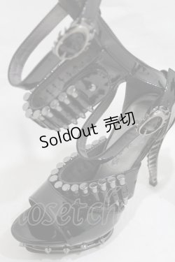 画像5: hades / 弾丸ストラップシューズ US6（約24cm） ブラック×シルバー H-25-03-04-050-ＨＡ-SH-KB-ZH