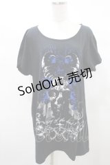 SEX POT ReVeNGe / プリントドルマンロングTシャツ  黒 H-25-03-04-026-SP-TO-KB-ZT438