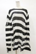 KILL STAR / Pugsley Knit Sweater L 黒×白 H-25-03-06-001-SL-TO-KB-ZT178