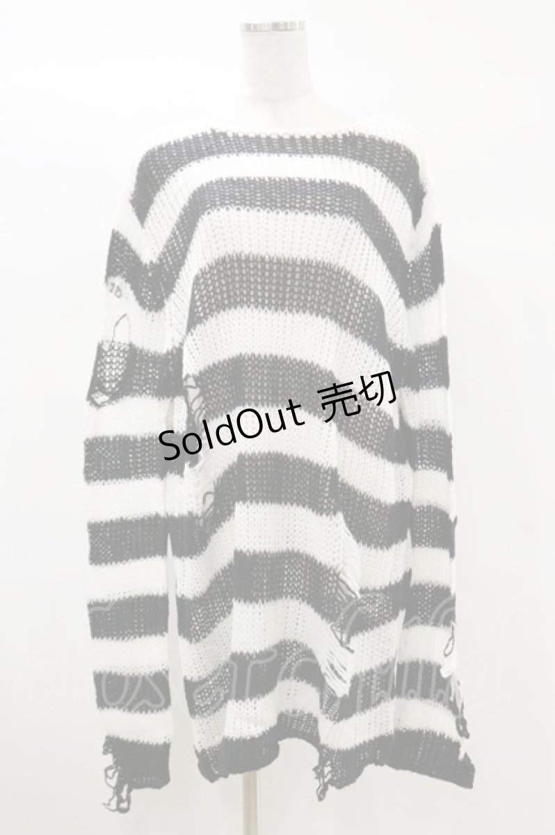 画像1: 【SALE】KILL STAR / Pugsley Knit Sweater L 黒×白 H-25-03-06-001-SL-TO-KB-ZT178 (1)