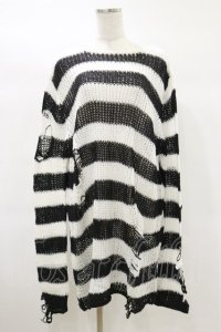 KILL STAR / Pugsley Knit Sweater L 黒×白 H-25-03-06-001-SL-TO-KB-ZT178