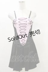 DARK IN LOVE / Punk pink locomotive rebel shiny mini dress XS 黒×ピンク H-25-03-06-050-PU-OP-KB-ZH