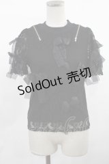 Ank Rouge / オーガンジーリボンレーストップス M ブラック H-25-03-06-1031-CA-TO-NS-ZH