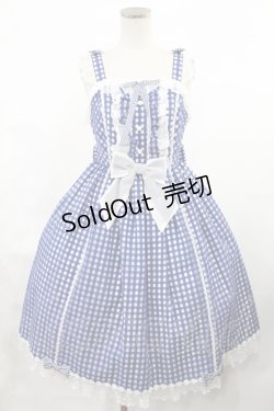 画像1: Angelic Pretty / Hummingギンガムジャンパースカート Free ブルー H-25-03-06-1008-AP-OP-NS-ZH