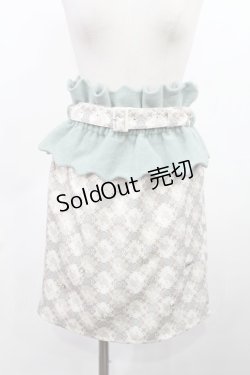 画像1: Swankiss / ビジュー付きプードルタイトスカート Free アイボリー/グリーン H-25-03-06-1013-CA-SK-NS-ZH