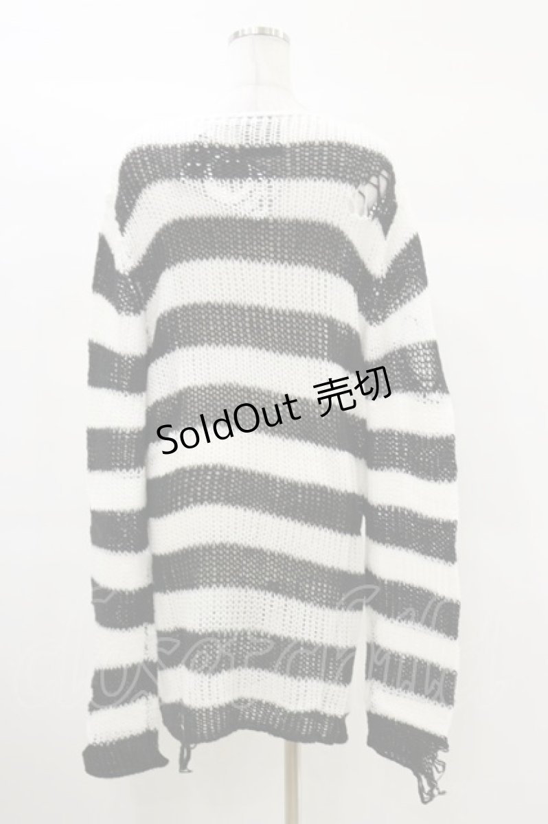 画像2: 【SALE】KILL STAR / Pugsley Knit Sweater L 黒×白 H-25-03-06-001-SL-TO-KB-ZT178 (2)