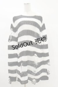 KILL STAR / Pugsley Knit Sweater L 黒×白 H-25-03-06-005-SL-TO-KB-ZH
