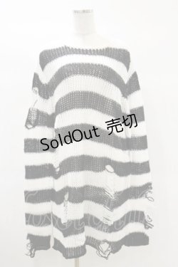 画像1: KILL STAR / Pugsley Knit Sweater L 黒×白 H-25-03-06-005-SL-TO-KB-ZH