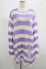 KILL STAR / Viola Knit Sweater L ホワイト×パープル H-25-03-07-1030-SL-TO-KB-ZH