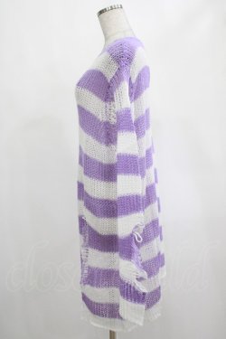 画像2: KILL STAR / Viola Knit Sweater L ホワイト×パープル H-25-03-07-1030-SL-TO-KB-ZH