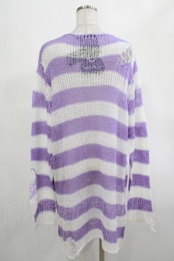 画像3: KILL STAR / Viola Knit Sweater L ホワイト×パープル H-25-03-07-1030-SL-TO-KB-ZH