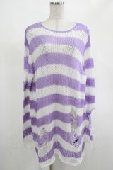 KILL STAR / Viola Knit Sweater L ホワイト×パープル H-25-03-07-1032-SL-TO-KB-ZH