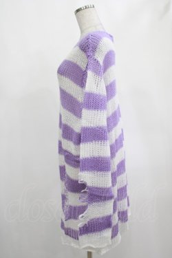 画像2: KILL STAR / Viola Knit Sweater L ホワイト×パープル H-25-03-07-1032-SL-TO-KB-ZH