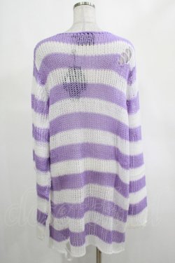 画像3: KILL STAR / Viola Knit Sweater L ホワイト×パープル H-25-03-07-1032-SL-TO-KB-ZH