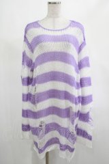 KILL STAR / Viola Knit Sweater L ホワイト×パープル H-25-03-07-1034-SL-TO-KB-ZH