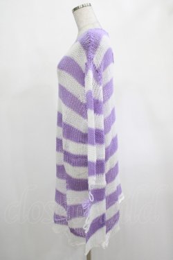 画像2: KILL STAR / Viola Knit Sweater L ホワイト×パープル H-25-03-07-1034-SL-TO-KB-ZH
