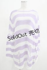 KILL STAR / Viola Knit Sweater L ホワイト×パープル H-25-03-07-1036-SL-TO-KB-ZH