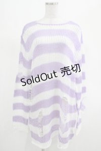 KILL STAR / Viola Knit Sweater L ホワイト×パープル H-25-03-07-1036-SL-TO-KB-ZH