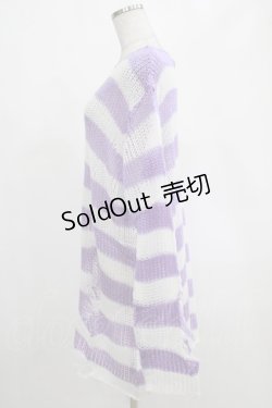画像2: KILL STAR / Viola Knit Sweater L ホワイト×パープル H-25-03-07-1036-SL-TO-KB-ZH