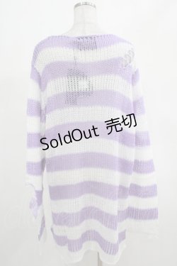 画像3: KILL STAR / Viola Knit Sweater L ホワイト×パープル H-25-03-07-1036-SL-TO-KB-ZH