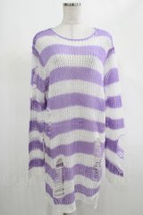 KILL STAR / Viola Knit Sweater M ホワイト×パープル H-25-03-07-1040-SL-TO-KB-ZH