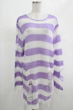画像1: KILL STAR / Viola Knit Sweater M ホワイト×パープル H-25-03-07-1040-SL-TO-KB-ZH