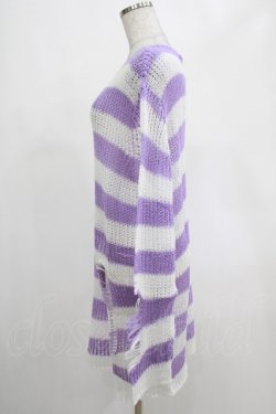 画像2: KILL STAR / Viola Knit Sweater M ホワイト×パープル H-25-03-07-1040-SL-TO-KB-ZH