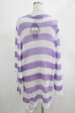 画像3: KILL STAR / Viola Knit Sweater M ホワイト×パープル H-25-03-07-1040-SL-TO-KB-ZH
