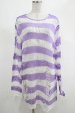 画像1: KILL STAR / Viola Knit Sweater M ホワイト×パープル H-25-03-07-1042-SL-TO-KB-ZH (1)