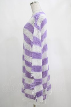 画像2: KILL STAR / Viola Knit Sweater M ホワイト×パープル H-25-03-07-1042-SL-TO-KB-ZH