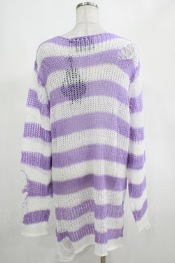 画像3: KILL STAR / Viola Knit Sweater M ホワイト×パープル H-25-03-07-1044-SL-TO-KB-ZH