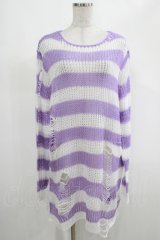 KILL STAR / Viola Knit Sweater M ホワイト×パープル H-25-03-07-1046-SL-TO-KB-ZH