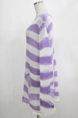 画像2: KILL STAR / Viola Knit Sweater M ホワイト×パープル H-25-03-07-1046-SL-TO-KB-ZH (2)