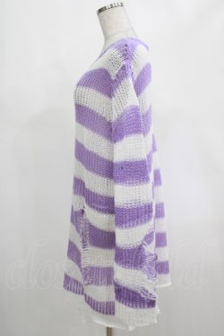 画像2: KILL STAR / Viola Knit Sweater M ホワイト×パープル H-25-03-07-1046-SL-TO-KB-ZH