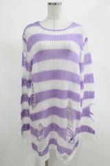 KILL STAR / Viola Knit Sweater M ホワイト×パープル H-25-03-07-1048-SL-TO-KB-ZI