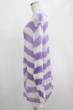 画像2: KILL STAR / Viola Knit Sweater M ホワイト×パープル H-25-03-07-1048-SL-TO-KB-ZI