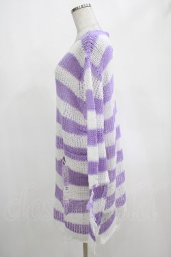 画像2: KILL STAR / Viola Knit Sweater M ホワイト×パープル H-25-03-07-1050-SL-TO-KB-ZH