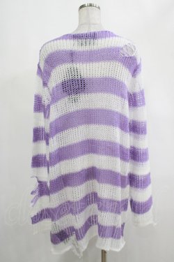 画像3: KILL STAR / Viola Knit Sweater M ホワイト×パープル H-25-03-07-1050-SL-TO-KB-ZH