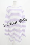 KILL STAR / Viola Knit Sweater M ホワイト×パープル H-25-03-07-1054-SL-TO-KB-ZH