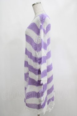 画像2: KILL STAR / Viola Knit Sweater M ホワイト×パープル H-25-03-07-1054-SL-TO-KB-ZH