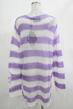 画像3: KILL STAR / Viola Knit Sweater M ホワイト×パープル H-25-03-07-1056-SL-TO-KB-ZH