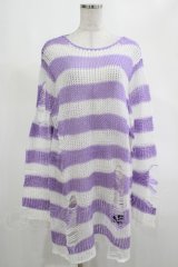 KILL STAR / Viola Knit Sweater M ホワイト×パープル H-25-03-07-1058-SL-TO-KB-OS