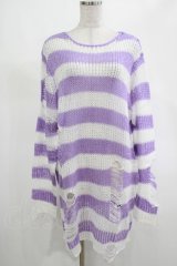 KILL STAR / Viola Knit Sweater M ホワイト×パープル H-25-03-07-1060-SL-TO-KB-ZY