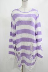 画像1: KILL STAR / Viola Knit Sweater M ホワイト×パープル H-25-03-07-1060-SL-TO-KB-ZT613 (1)