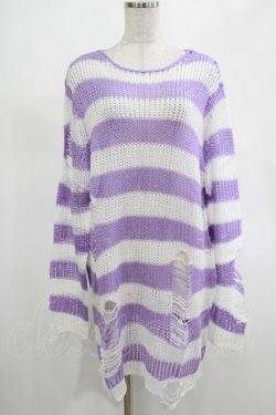 画像1: KILL STAR / Viola Knit Sweater M ホワイト×パープル H-25-03-07-1060-SL-TO-KB-ZY