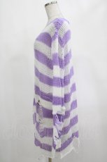 画像2: KILL STAR / Viola Knit Sweater M ホワイト×パープル H-25-03-07-1060-SL-TO-KB-ZT613 (2)